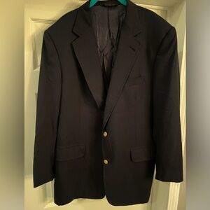 Brooks Brothers Black Mens Suit Coat Blazer Brooksease 43 Long Gold Buttons Wool